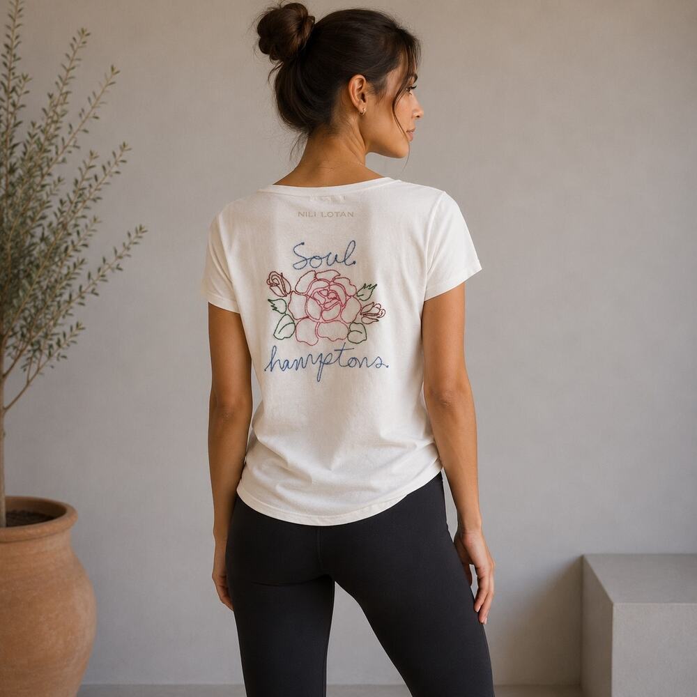 Soul Cycle LNA White Embroidered Tee Medium